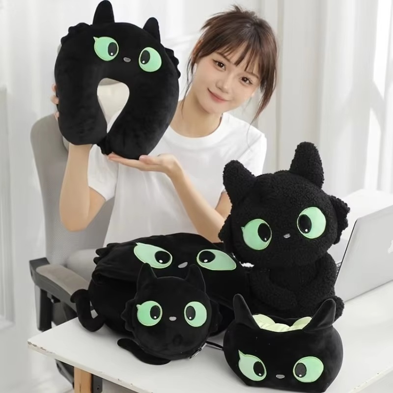Travel Accessories Pillow - 2024 New Cute Cartoon Black Cat