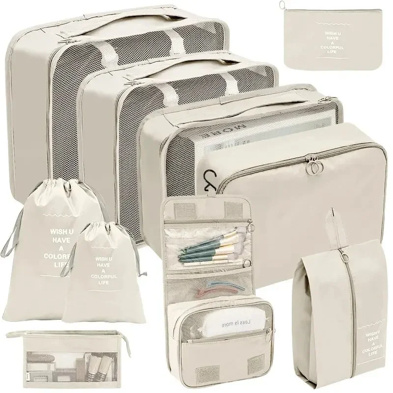 Travel Ziplock Bags - 7/8/9/10 Pcs Set Travel Organizer Storage