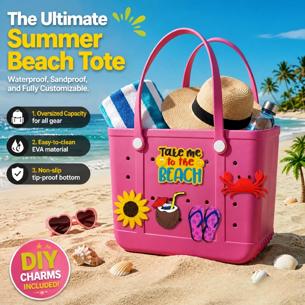Travel Accessories Deals - Ladies Oversized Rubber Beach Bag Handbag,