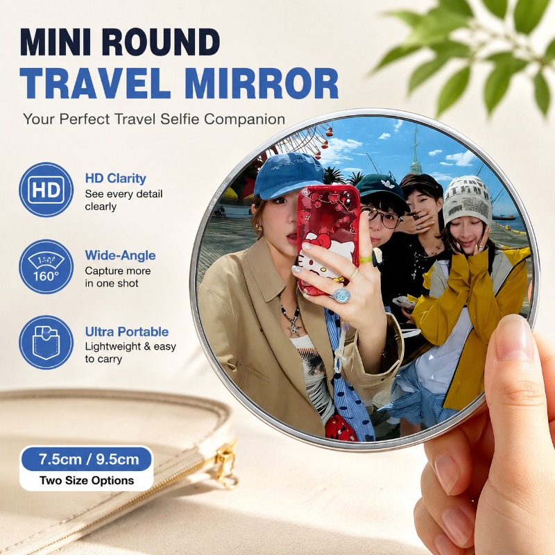 Travel Video Accessories - Portable Round Convex Mirror Handheld Wide