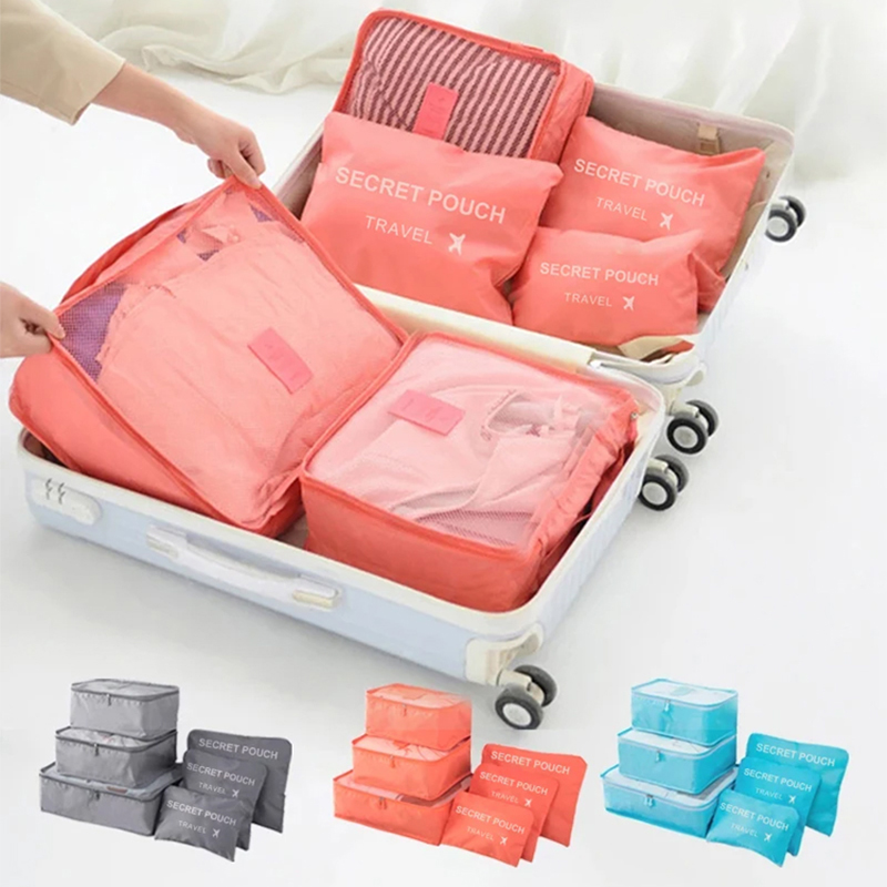 6 Pcs/Set Pink/Blue/Grey Trave - đánh giá và giá Travel Ziplock Bags