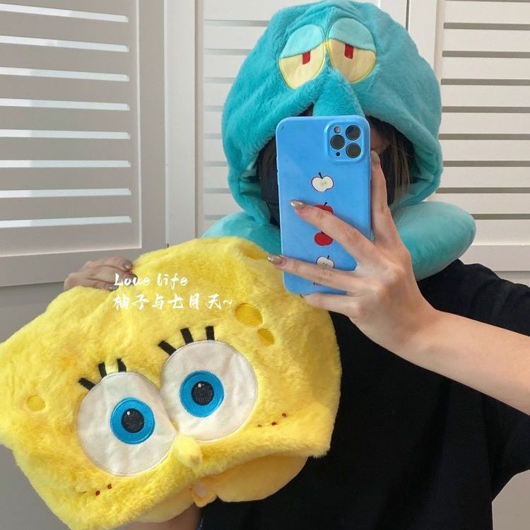 Kawaii Anime SpongeBob Hooded  - đánh giá và giá Travel Accessories Pillow